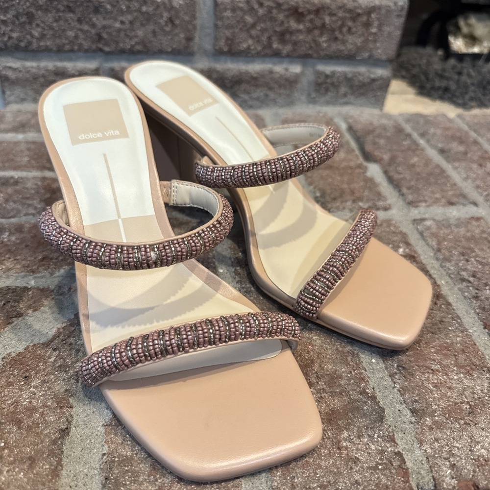 Dolce Vita Women's Beaded Heel Sandals Cafe Multi Beads Size Boho 7.5 #521
